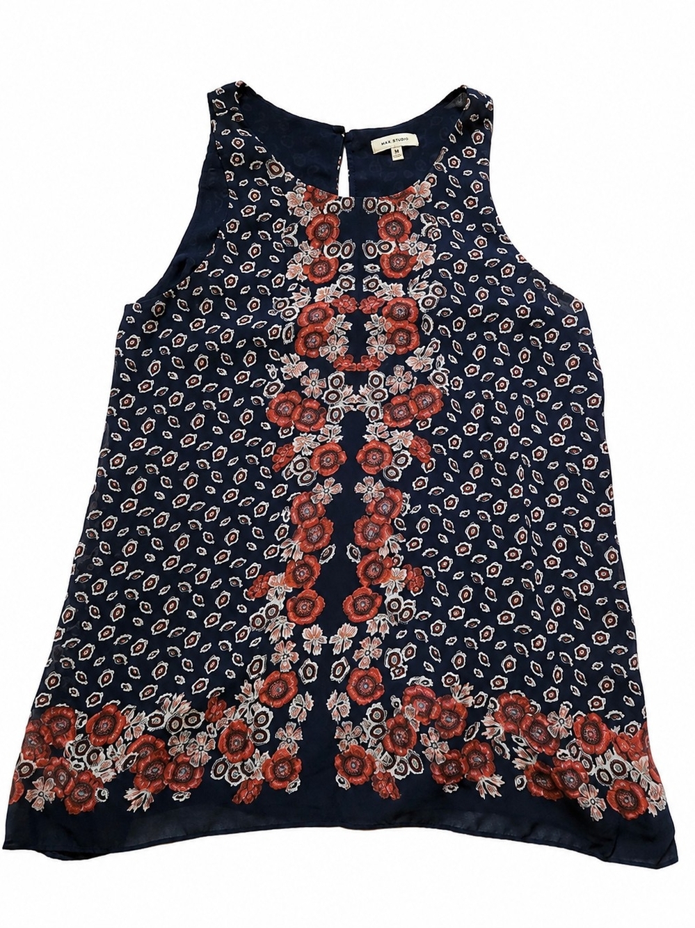 Anne Klein Navy Floral Embroidered Sleeveless Camisole